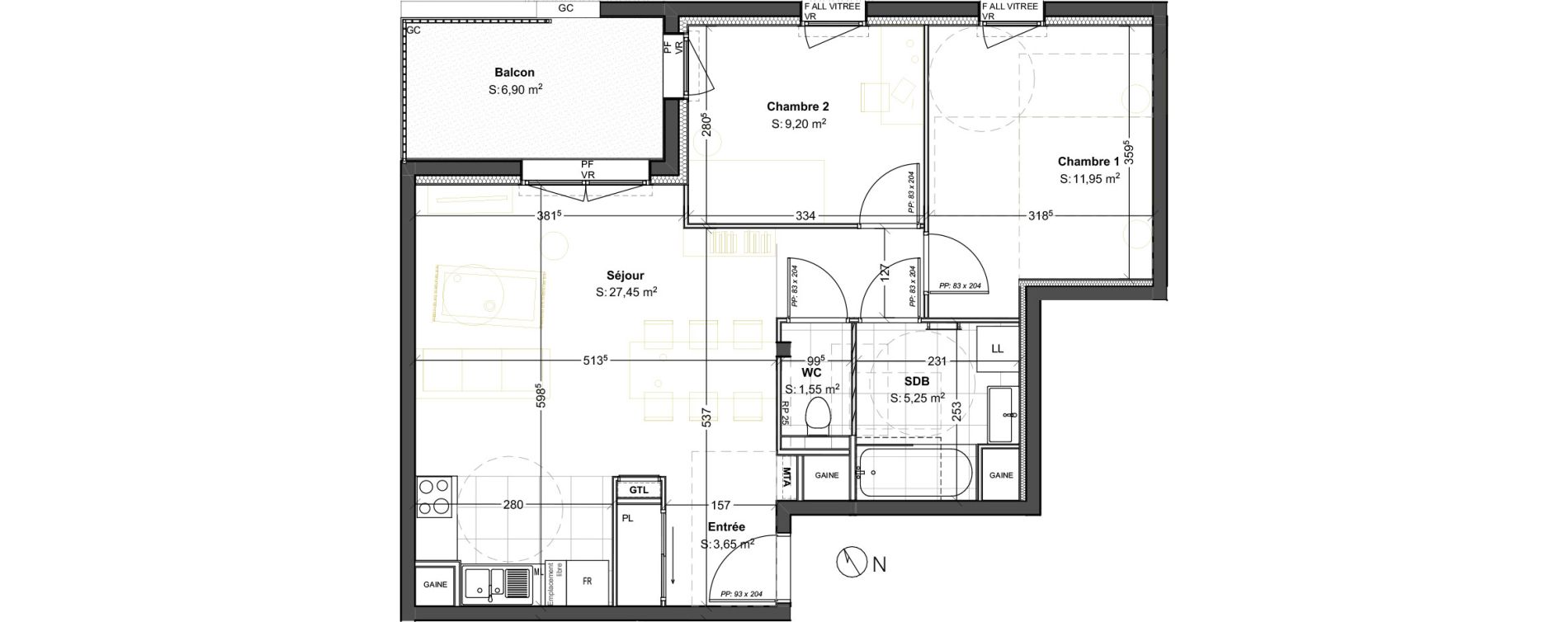 Appartement T3 de 59,20 m2 &agrave; Dijon Poussots