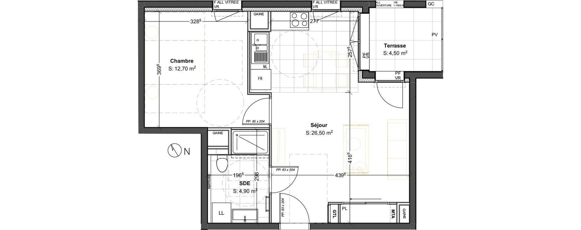 Appartement T2 de 44,20 m2 &agrave; Dijon Poussots