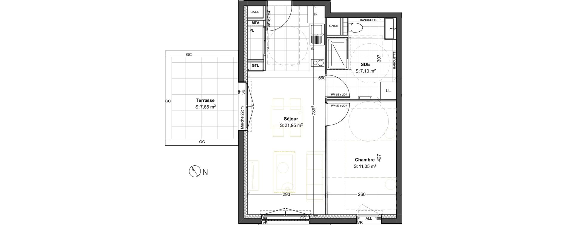 Appartement T2 de 40,15 m2 &agrave; Dijon Poussots