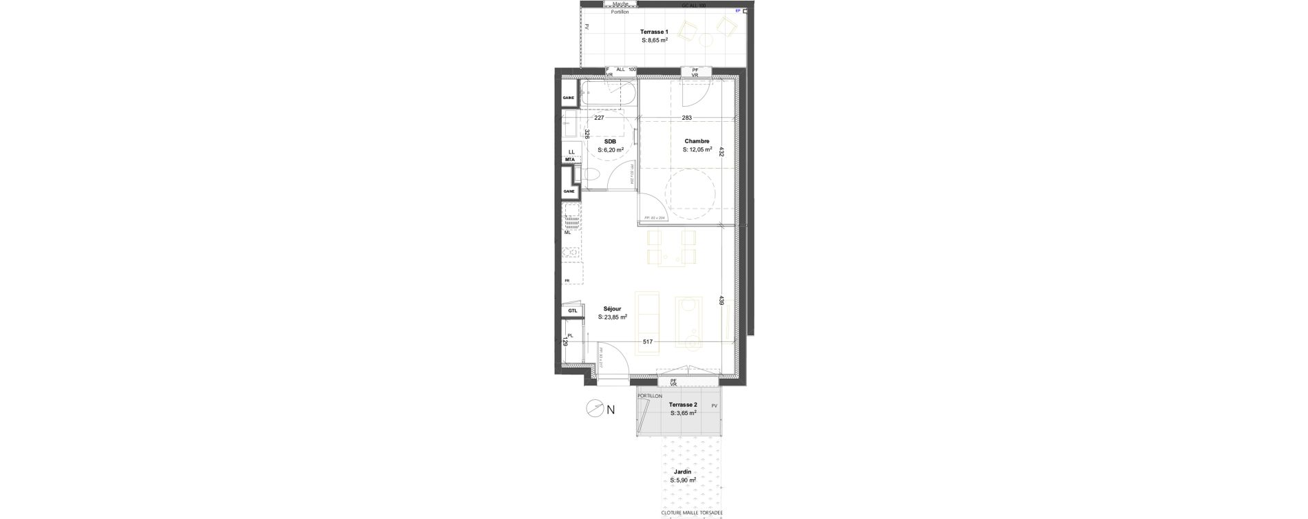 Appartement T2 de 42,10 m2 &agrave; Dijon Poussots