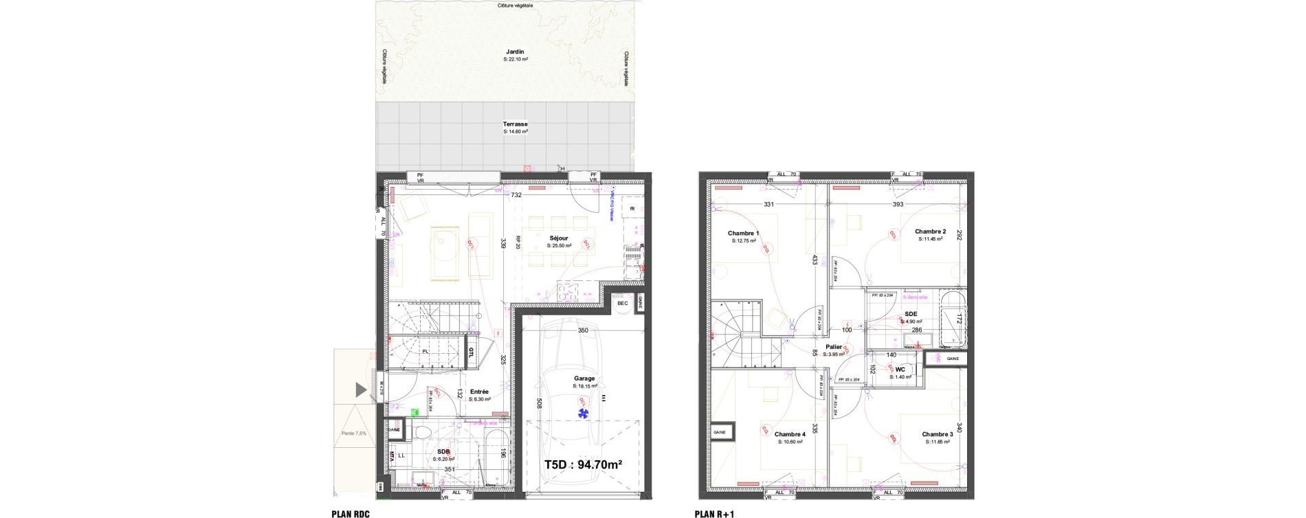 Maison T5 de 94,70 m2 &agrave; Dijon Poussots