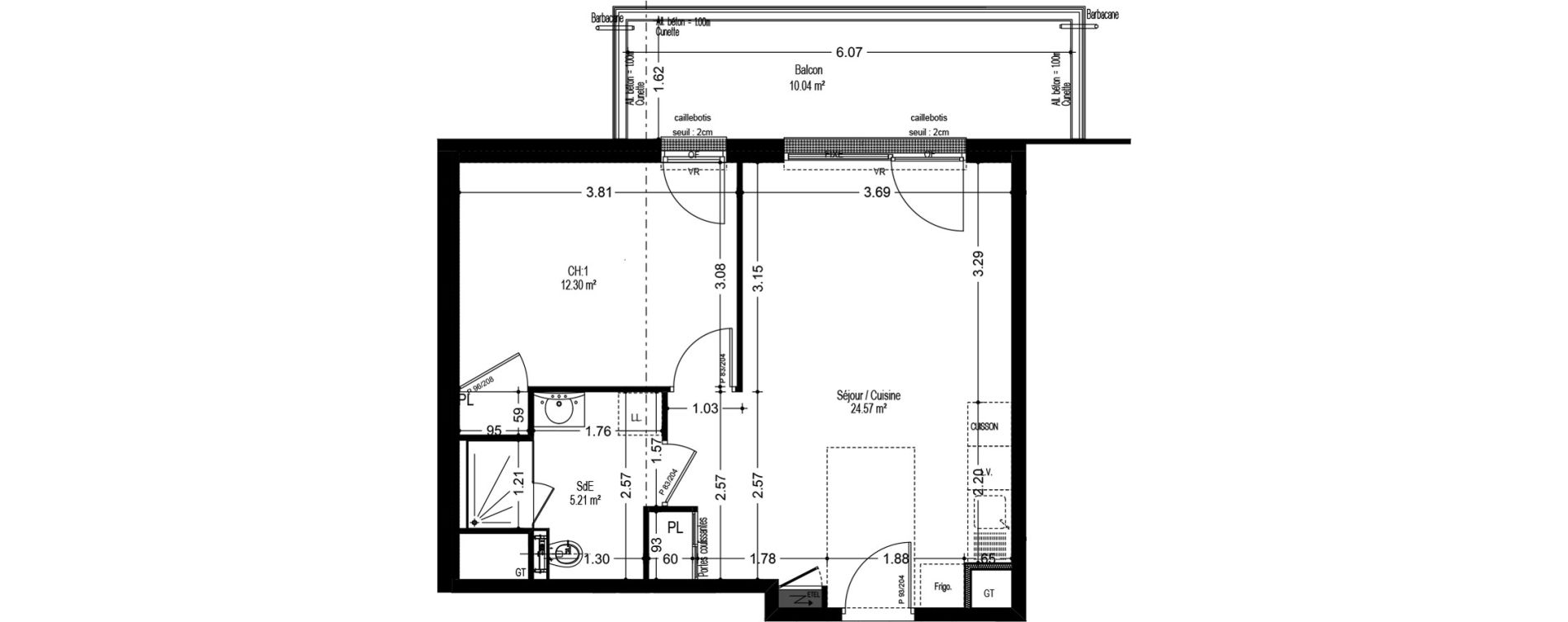 Appartement T2 de 42,08 m2 &agrave; Dijon Voltaire - champmaillot - petites roches