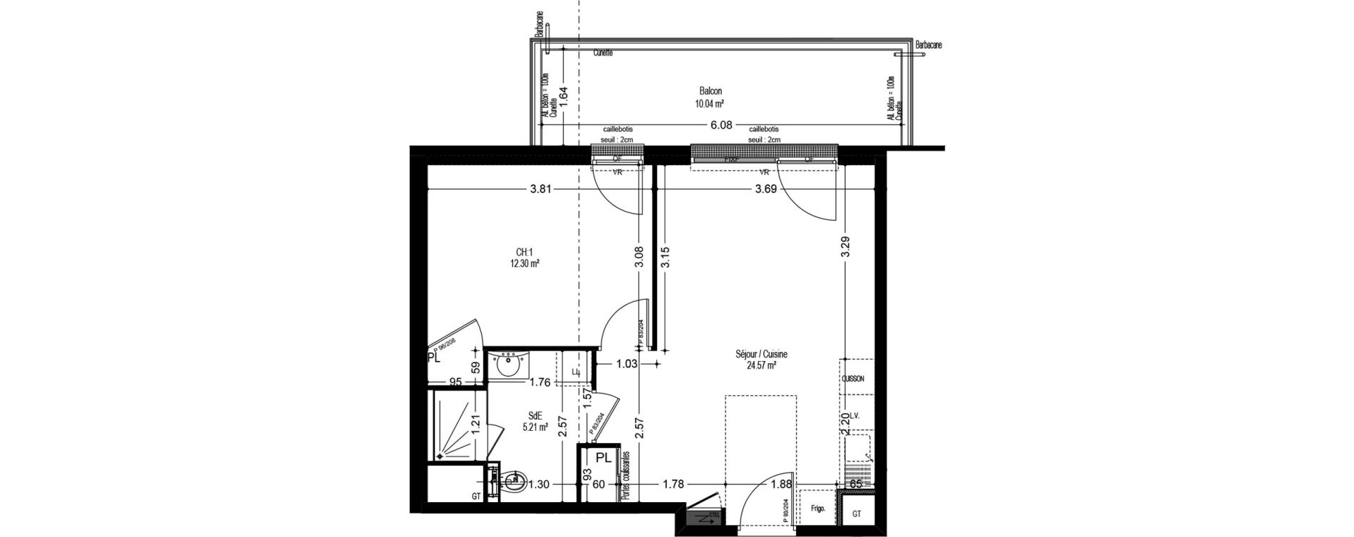 Appartement T2 de 42,08 m2 &agrave; Dijon Voltaire - champmaillot - petites roches