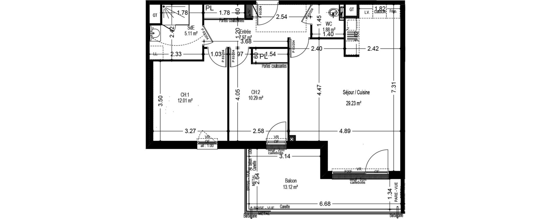 Appartement T3 de 66,49 m2 &agrave; Dijon Voltaire - champmaillot - petites roches