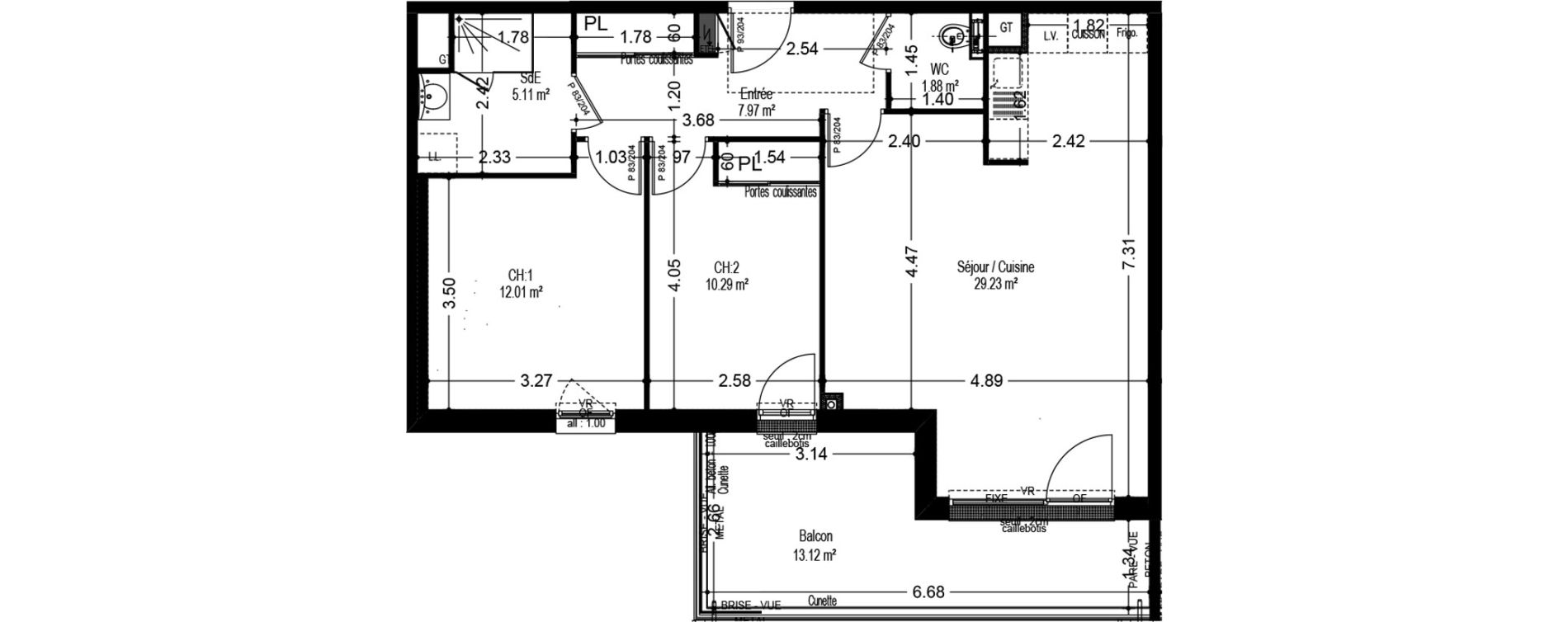 Appartement T3 de 66,49 m2 &agrave; Dijon Voltaire - champmaillot - petites roches