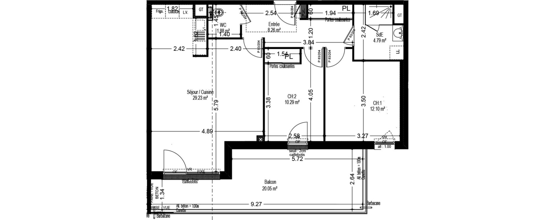 Appartement T3 de 66,55 m2 &agrave; Dijon Voltaire - champmaillot - petites roches