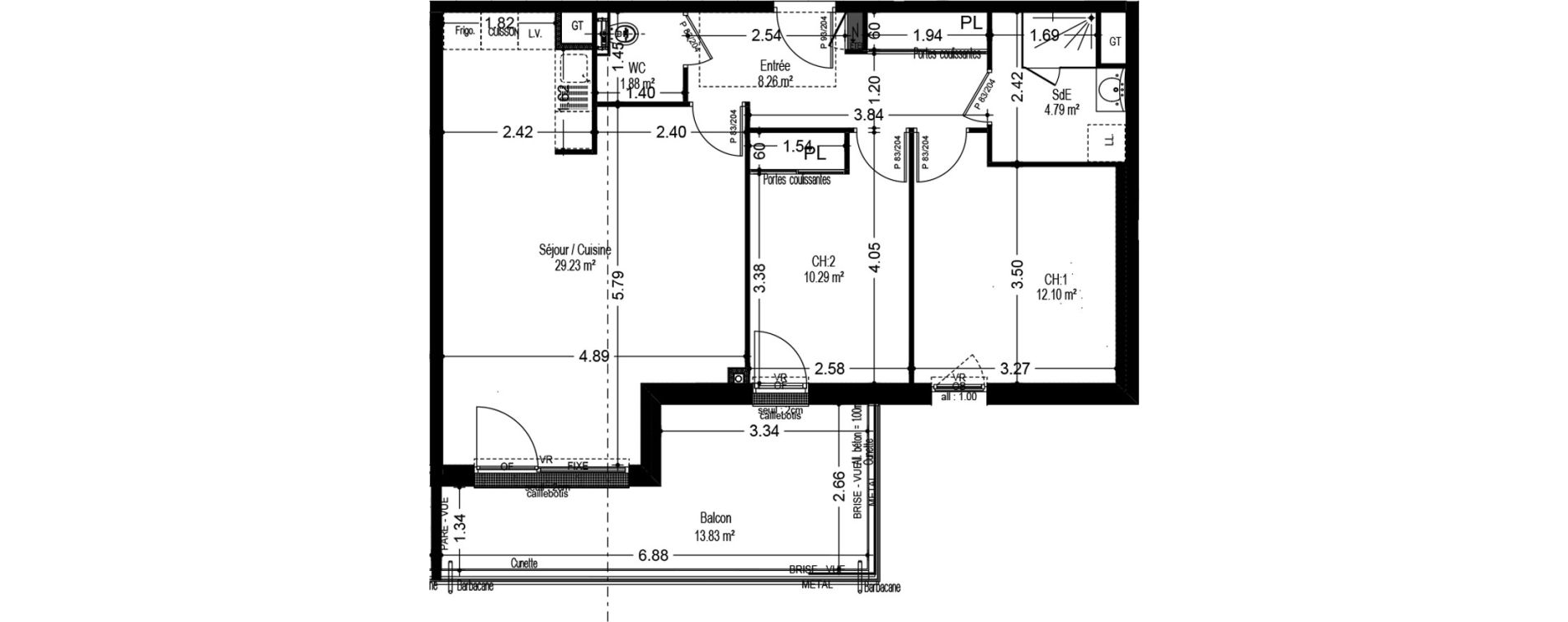 Appartement T3 de 66,55 m2 &agrave; Dijon Voltaire - champmaillot - petites roches