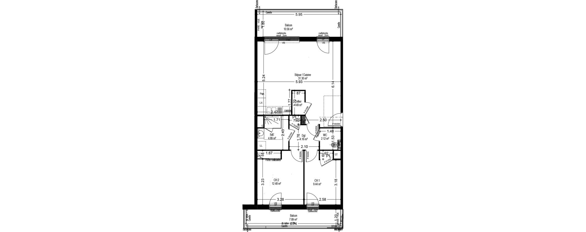 Appartement T3 de 65,88 m2 &agrave; Dijon Voltaire - champmaillot - petites roches