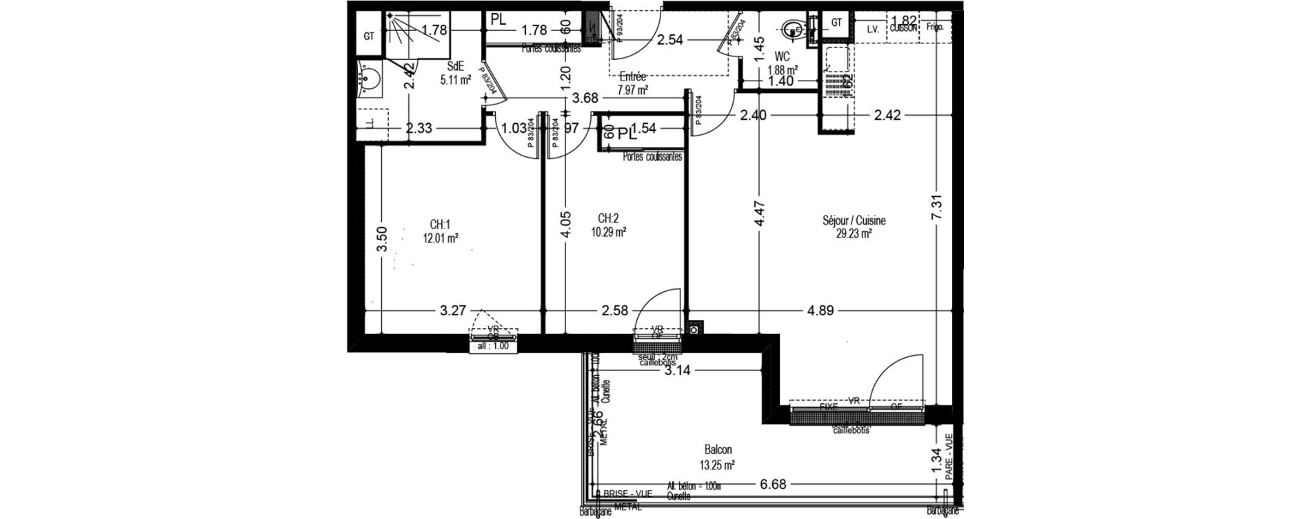 Appartement T3 de 66,49 m2 &agrave; Dijon Voltaire - champmaillot - petites roches