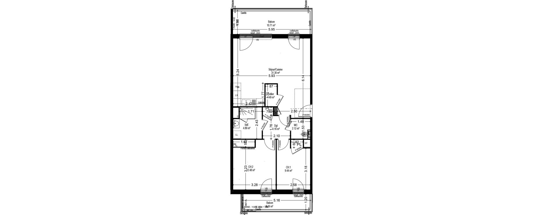 Appartement T3 de 65,88 m2 &agrave; Dijon Voltaire - champmaillot - petites roches