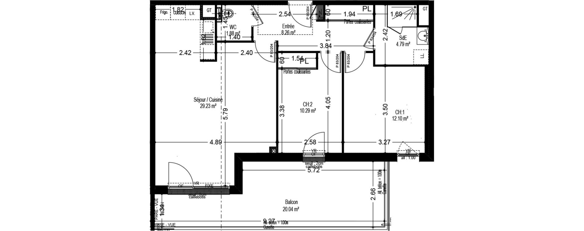 Appartement T3 de 66,55 m2 &agrave; Dijon Voltaire - champmaillot - petites roches