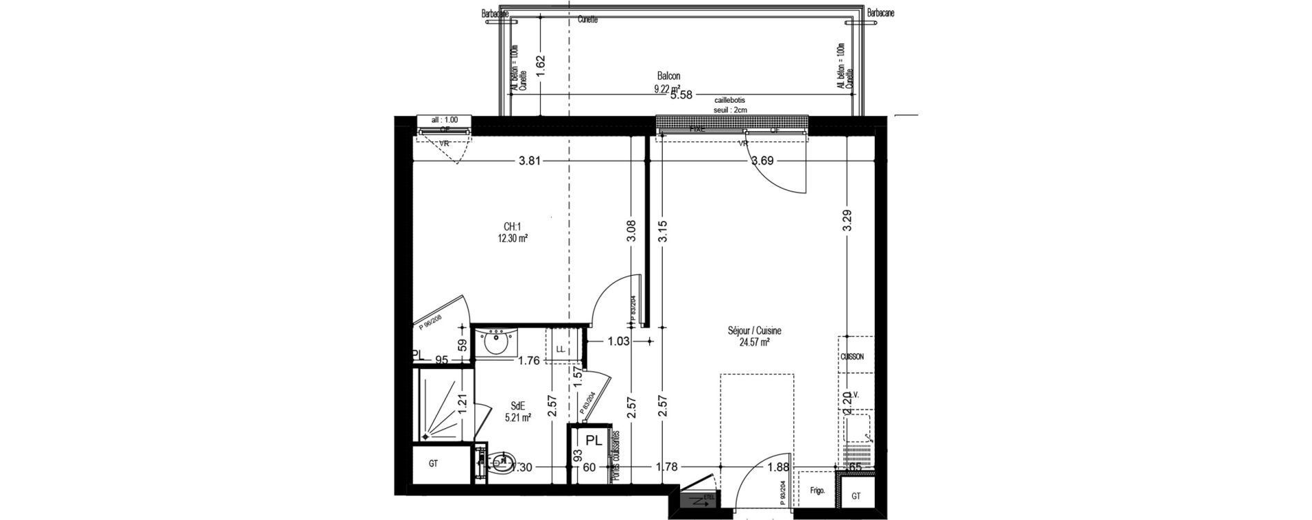 Appartement T2 de 42,08 m2 &agrave; Dijon Voltaire - champmaillot - petites roches