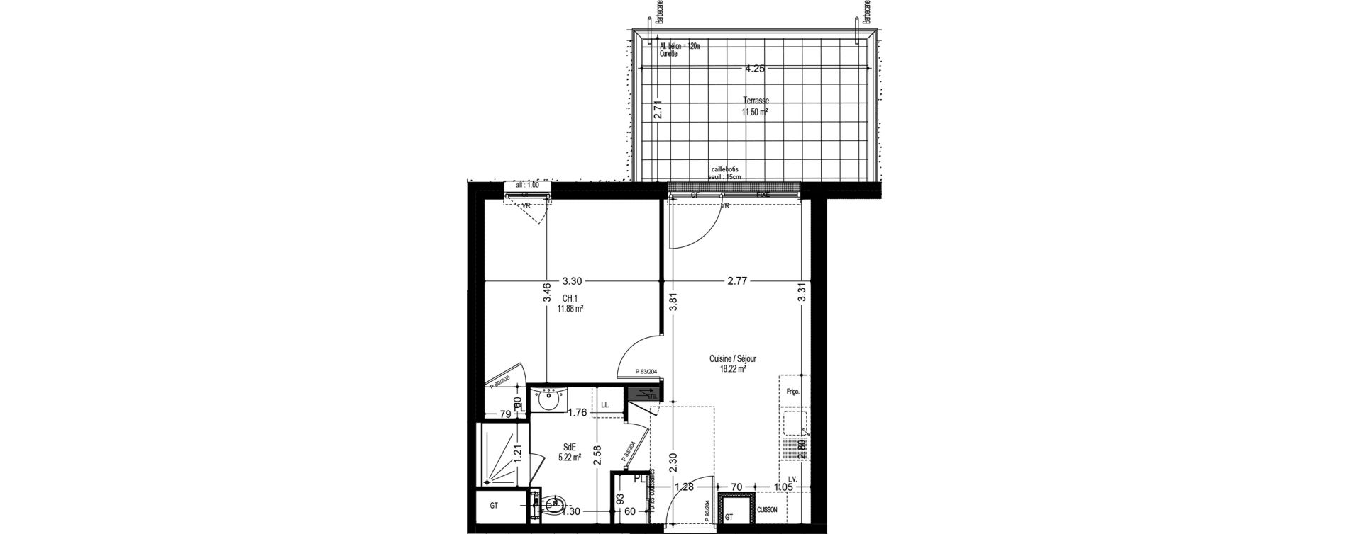 Appartement T2 de 35,32 m2 &agrave; Dijon Voltaire - champmaillot - petites roches