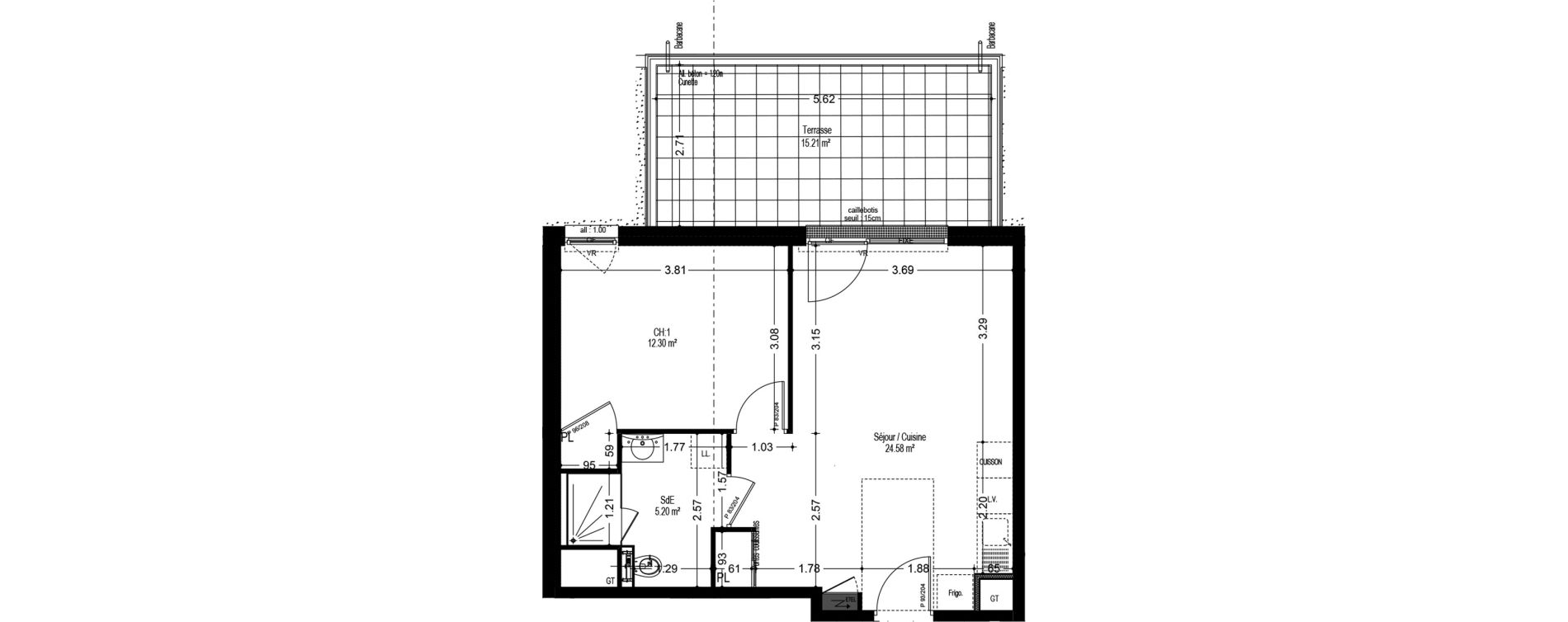 Appartement T2 de 42,08 m2 &agrave; Dijon Voltaire - champmaillot - petites roches