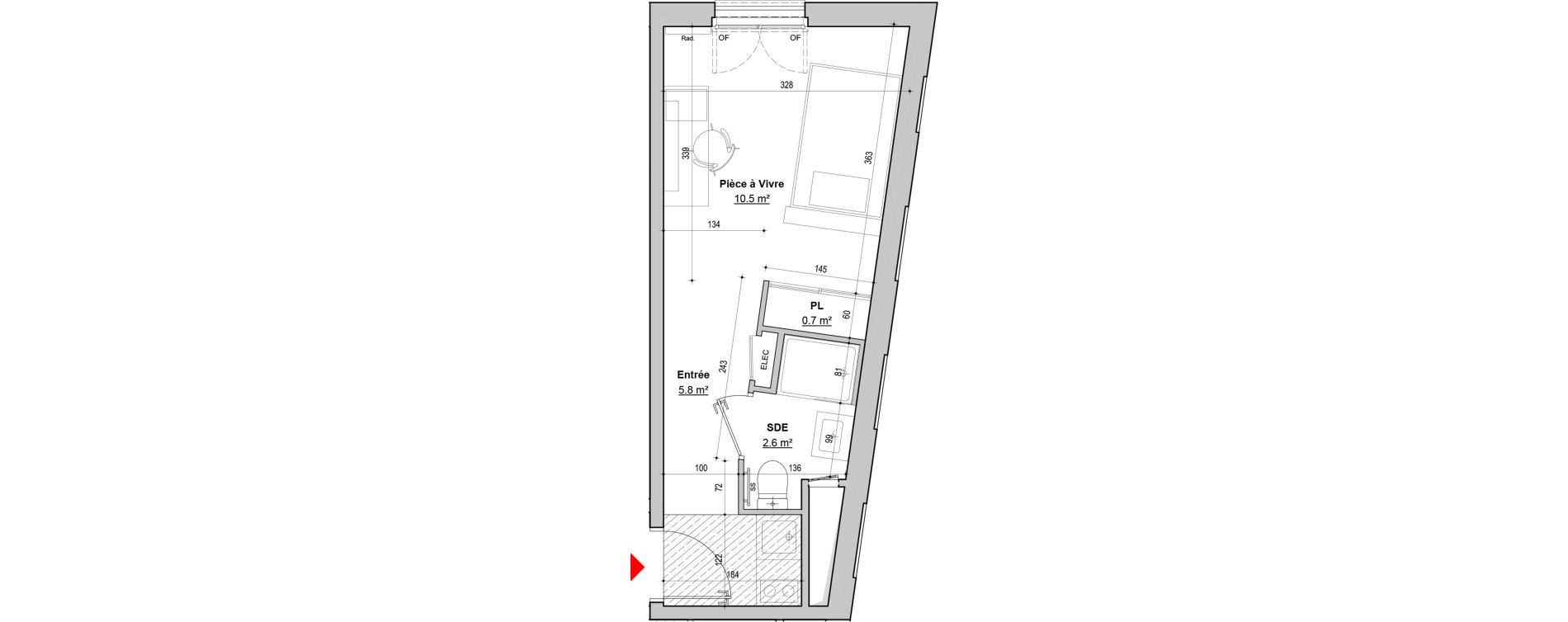 Appartement T1 meubl&eacute; de 19,60 m2 &agrave; Dijon Jouvence