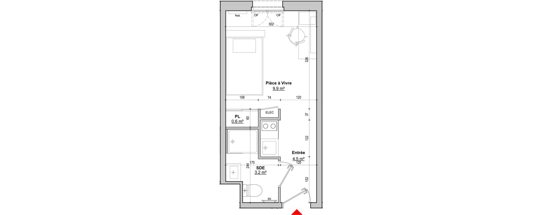 Appartement T1 de 18,20 m2 &agrave; Dijon Jouvence