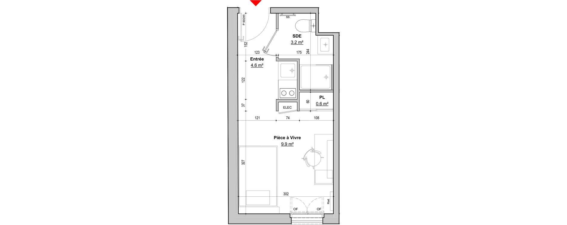 Appartement T1 meubl&eacute; de 18,30 m2 &agrave; Dijon Jouvence