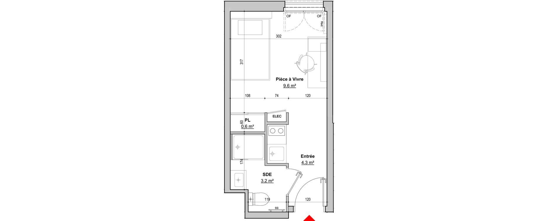 Appartement T1 de 17,70 m2 &agrave; Dijon Jouvence