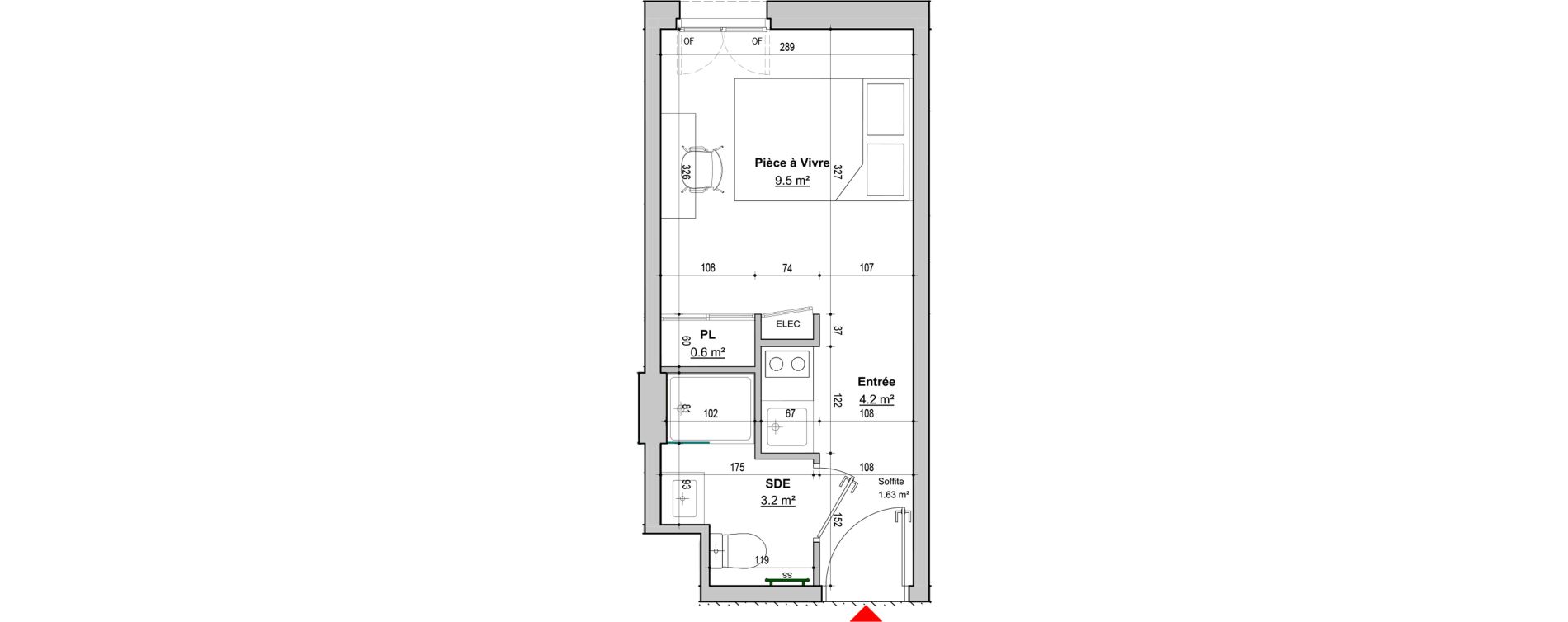 Appartement T1 de 17,50 m2 &agrave; Dijon Jouvence