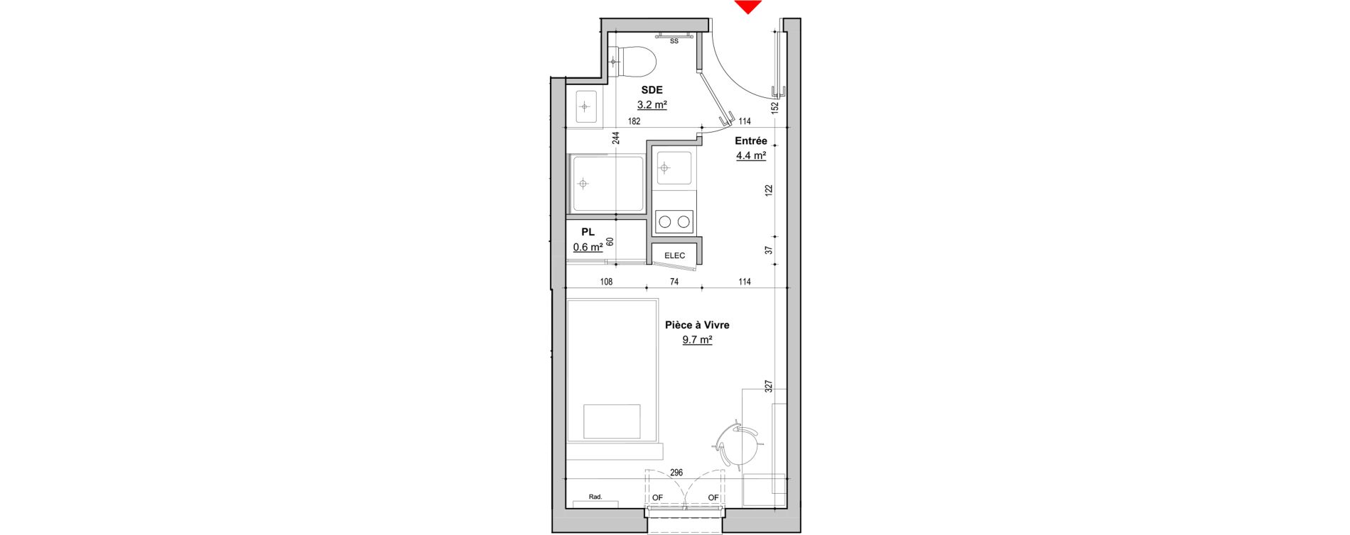 Appartement T1 de 17,90 m2 &agrave; Dijon Jouvence