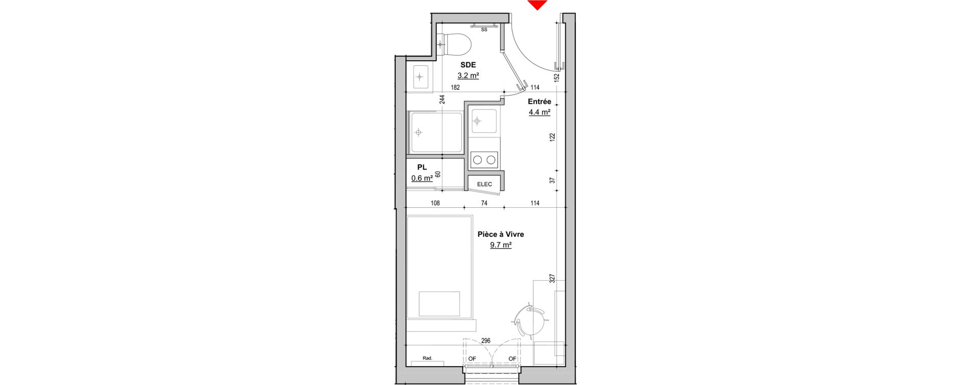 Appartement T1 de 17,90 m2 &agrave; Dijon Jouvence