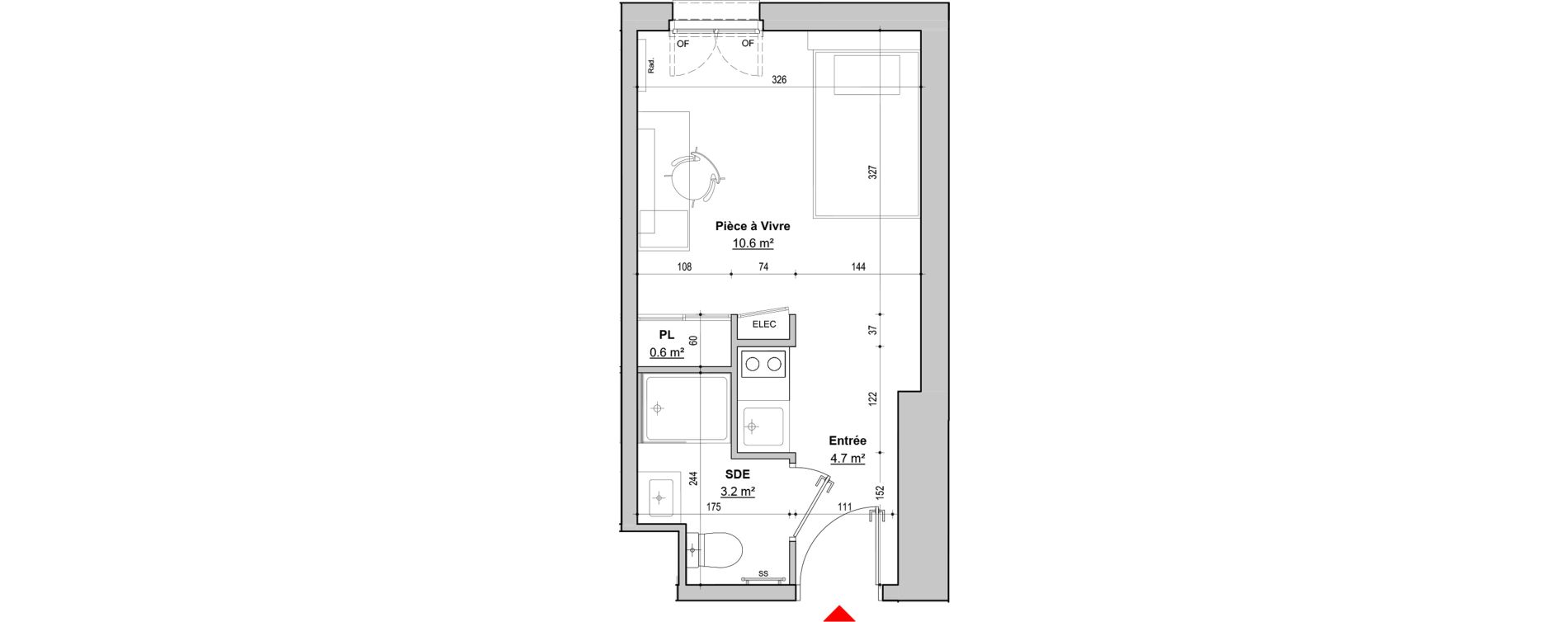 Appartement T1 de 19,10 m2 &agrave; Dijon Jouvence