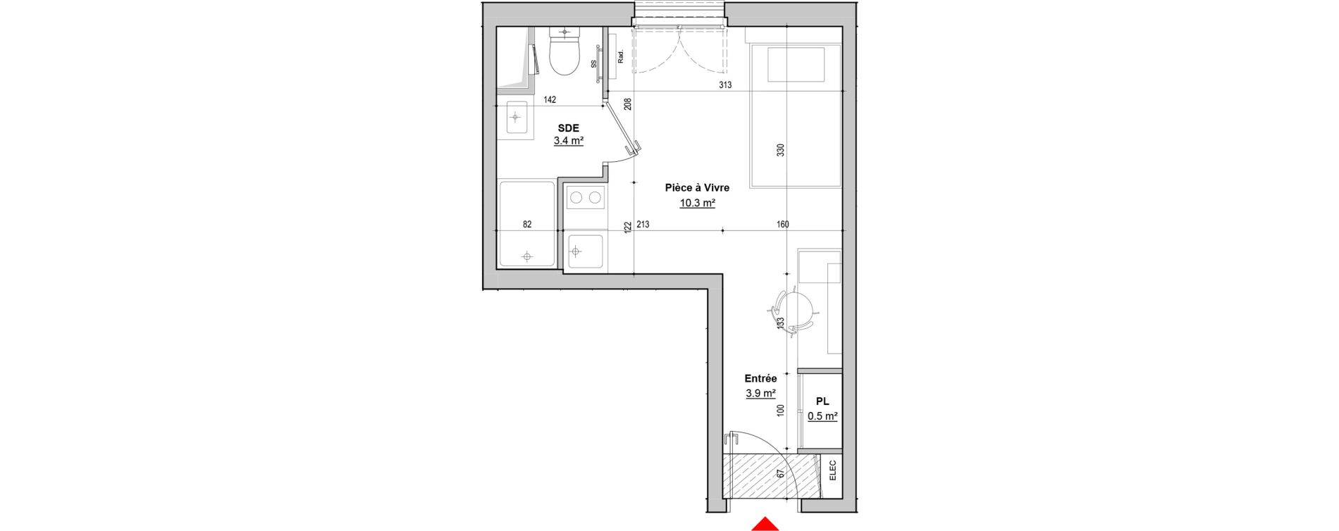 Appartement T1 de 18,10 m2 &agrave; Dijon Jouvence