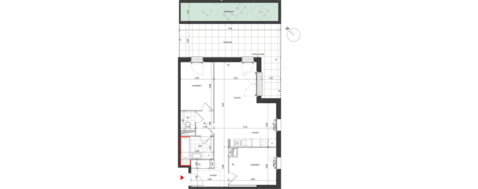 Appartement T3 de 60,10 m2 &agrave; Dijon Poussots