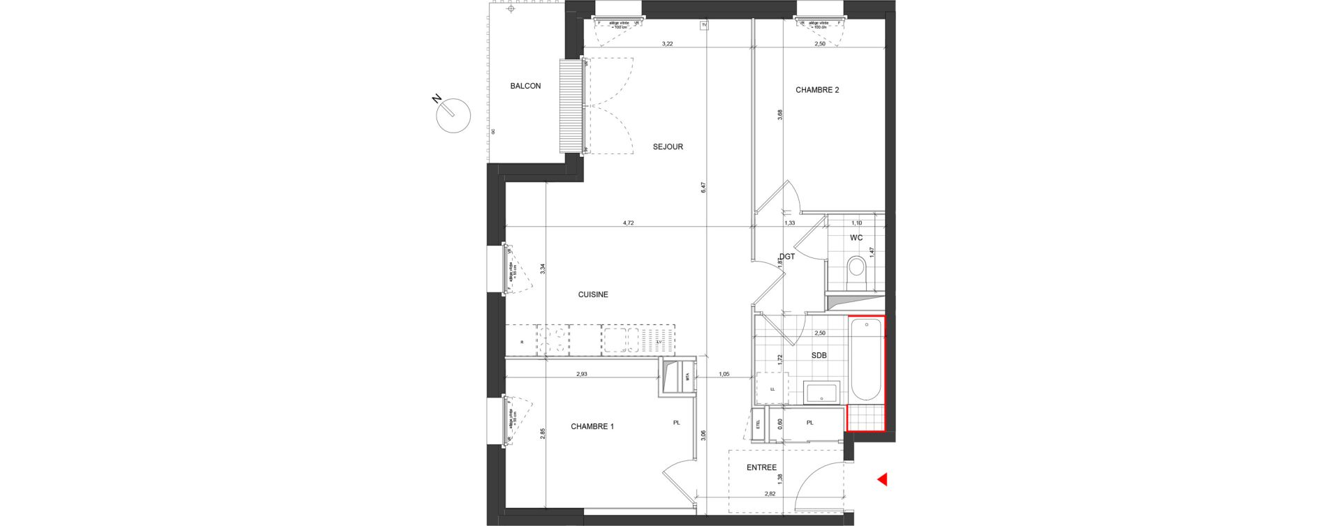 Appartement T3 de 60,19 m2 &agrave; Dijon Poussots