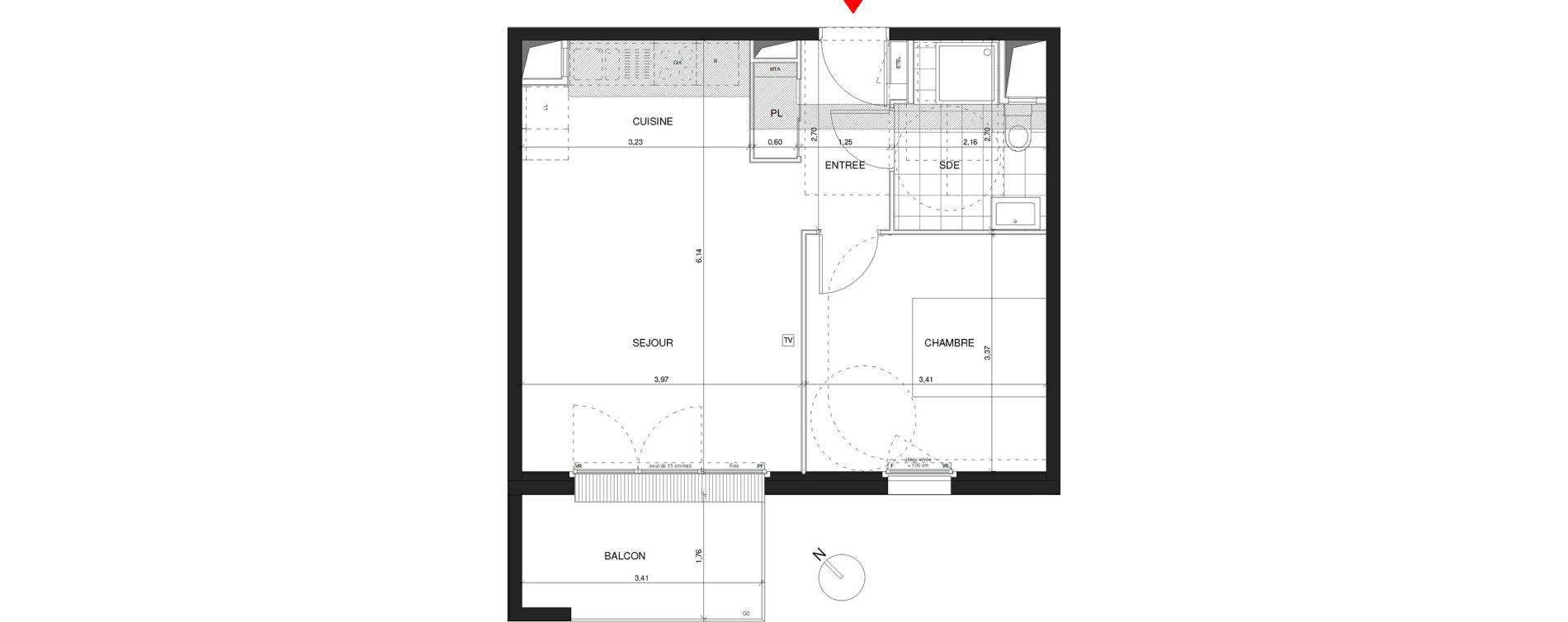 Appartement T2 de 43,28 m2 &agrave; Dijon Poussots