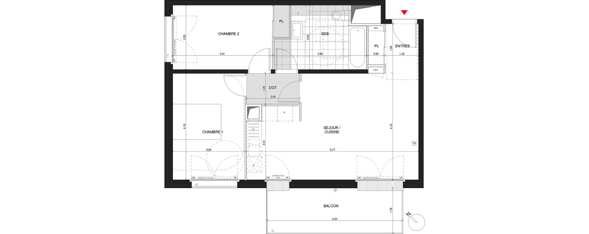 Appartement T3 de 61,52 m2 &agrave; Dijon Poussots