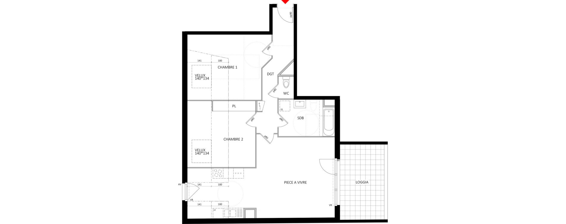 Appartement T3 de 71,10 m2 &agrave; Fontaine-L&egrave;s-Dijon Saverney