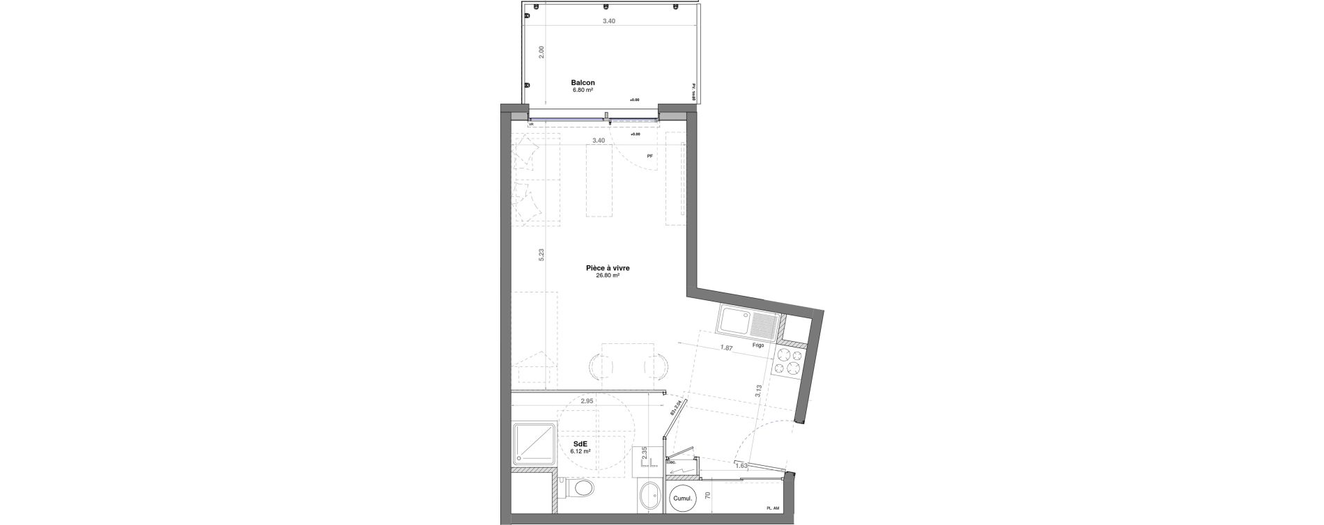 Appartement T1 de 32,92 m2 &agrave; Fontaine-L&egrave;s-Dijon Saverney