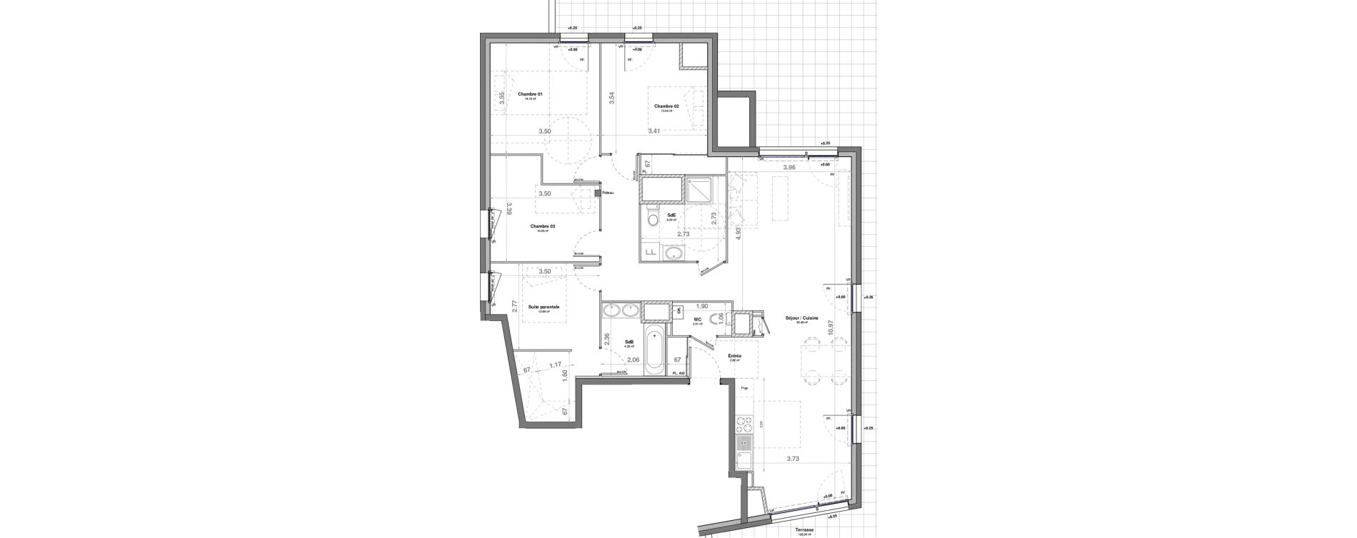 Appartement T5 de 116,85 m2 &agrave; Fontaine-L&egrave;s-Dijon Saverney
