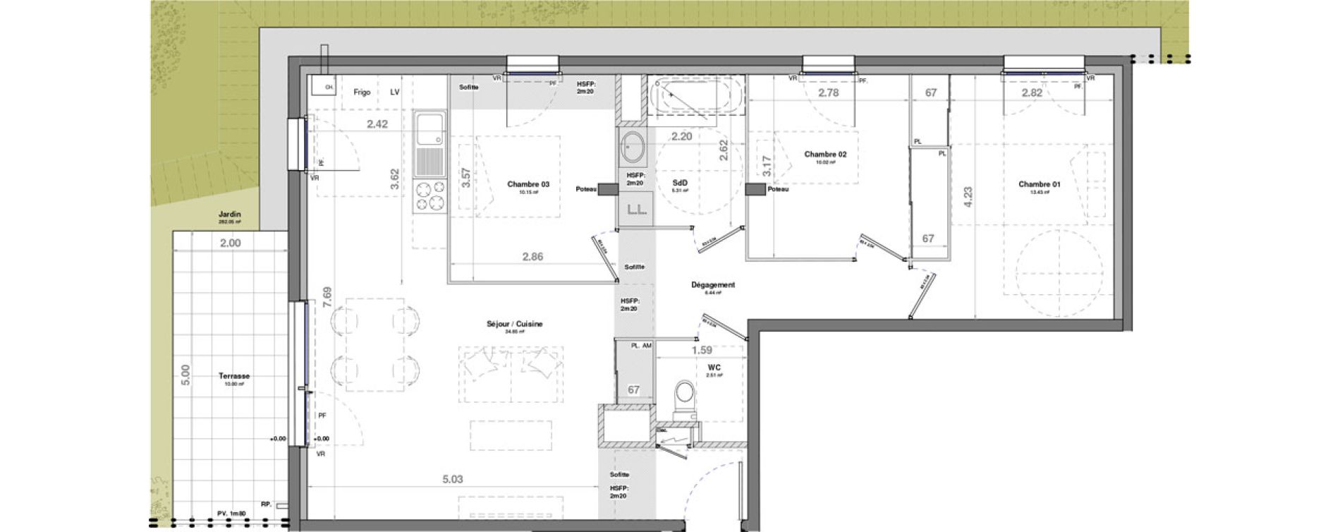 Appartement T4 de 82,50 m2 &agrave; Fontaine-L&egrave;s-Dijon Saverney