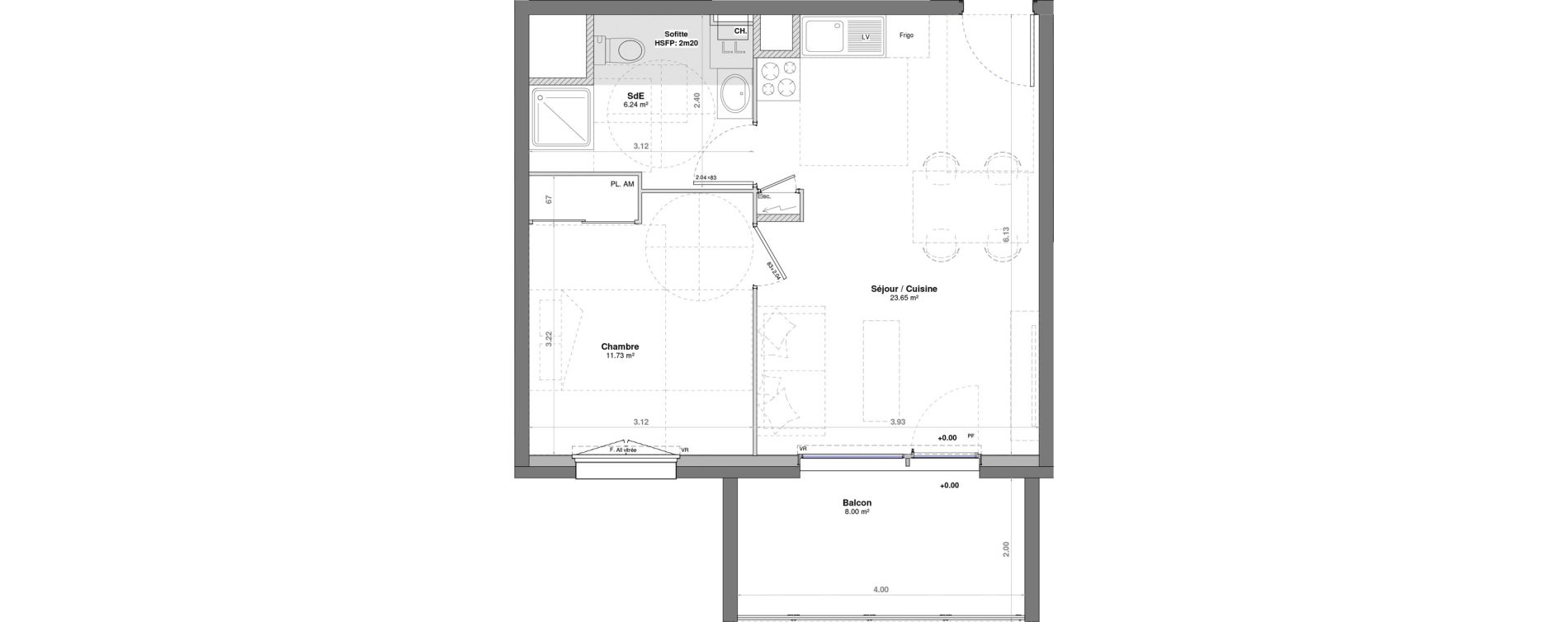 Appartement T2 de 41,61 m2 &agrave; Fontaine-L&egrave;s-Dijon Saverney