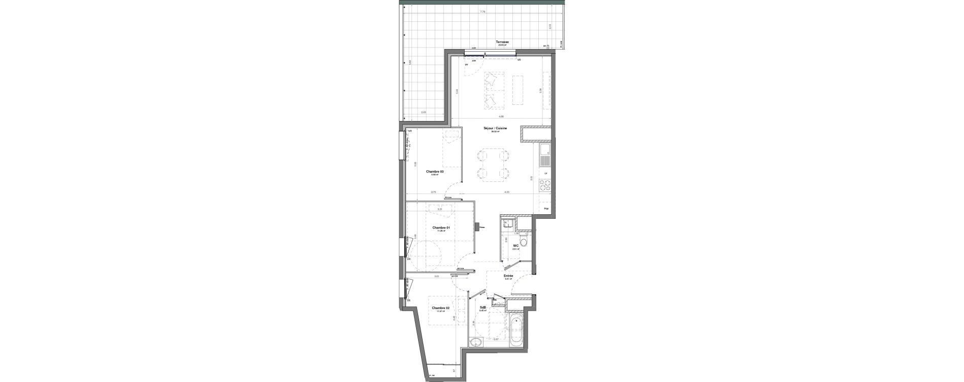 Appartement T4 de 82,50 m2 &agrave; Fontaine-L&egrave;s-Dijon Saverney