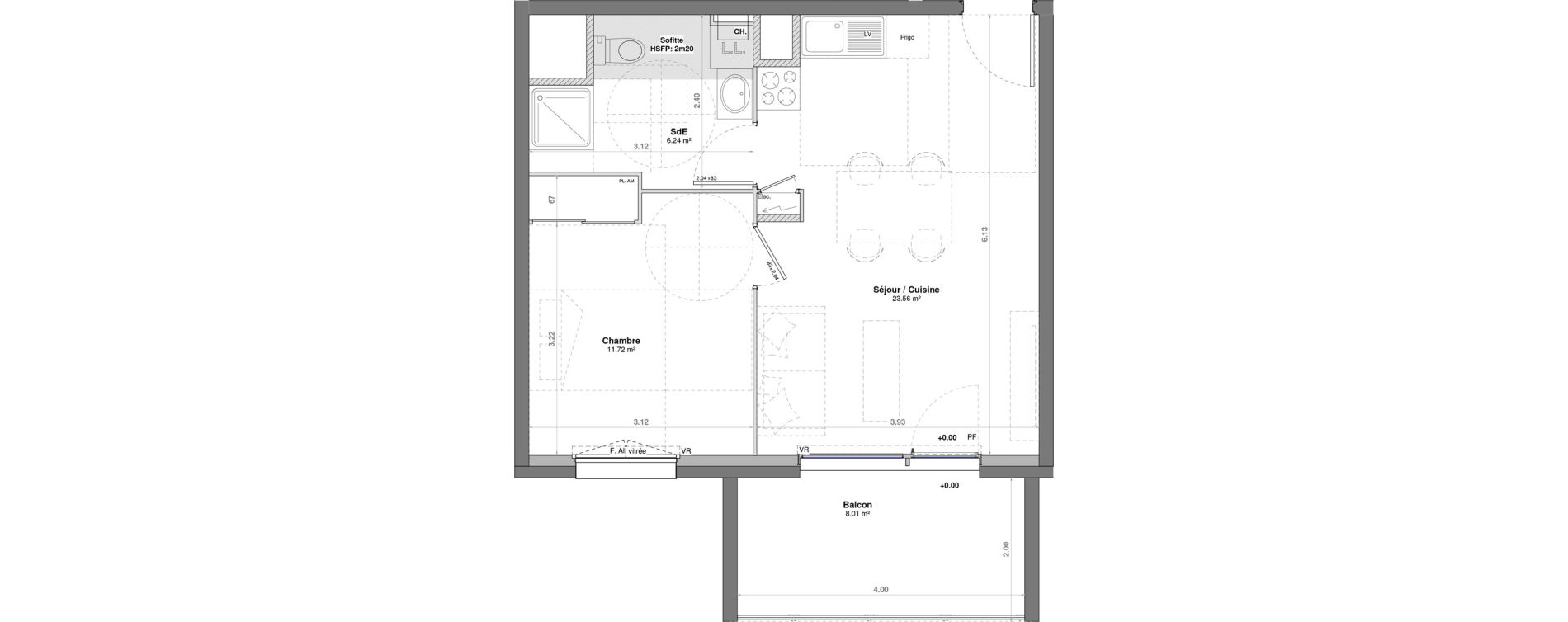Appartement T2 de 41,51 m2 &agrave; Fontaine-L&egrave;s-Dijon Saverney