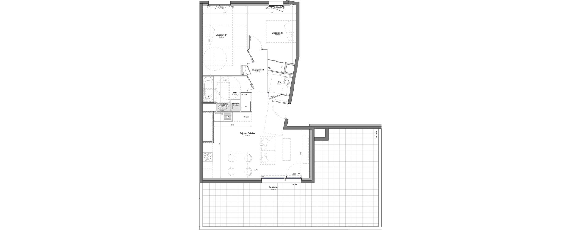 Appartement T3 de 62,46 m2 &agrave; Fontaine-L&egrave;s-Dijon Saverney