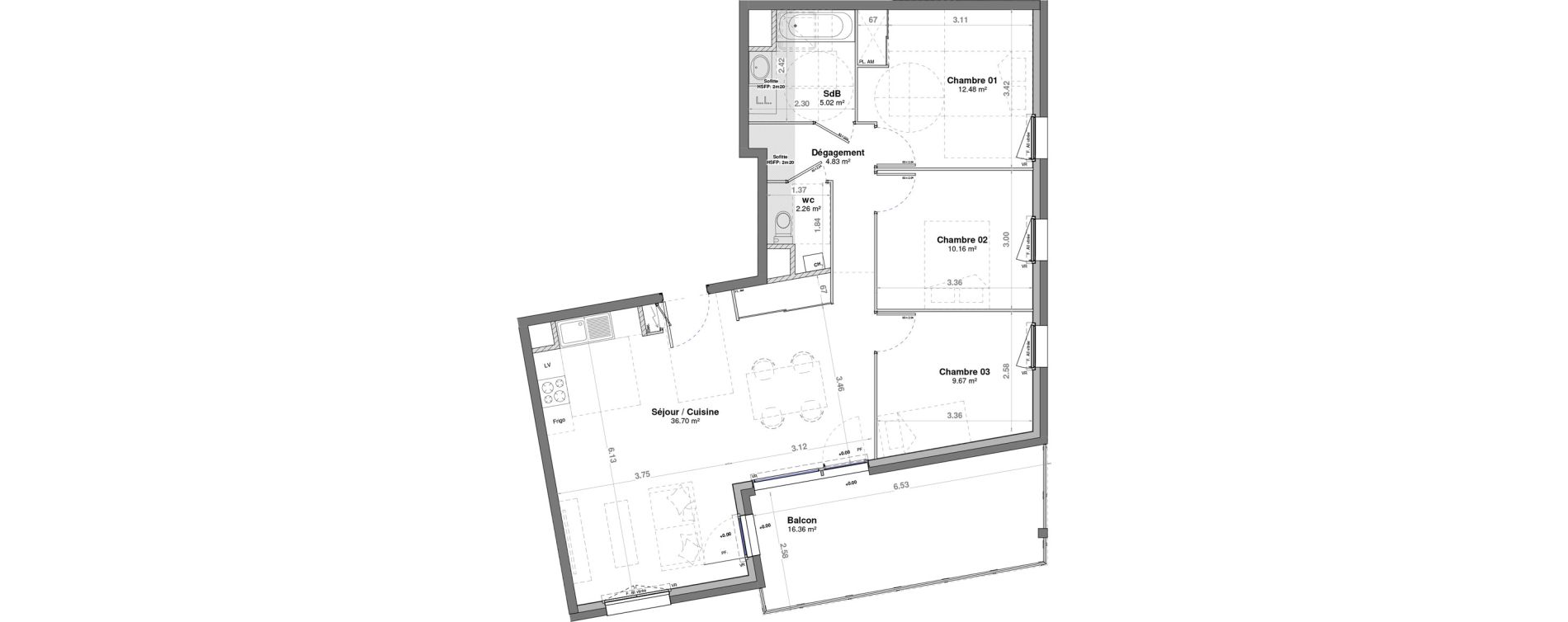 Appartement T4 de 81,12 m2 &agrave; Fontaine-L&egrave;s-Dijon Saverney