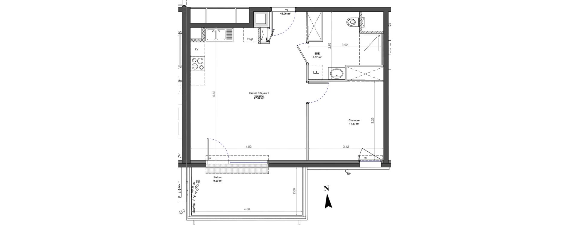 Appartement T2 de 45,06 m2 &agrave; Fontaine-L&egrave;s-Dijon Zone d activit&eacute;s