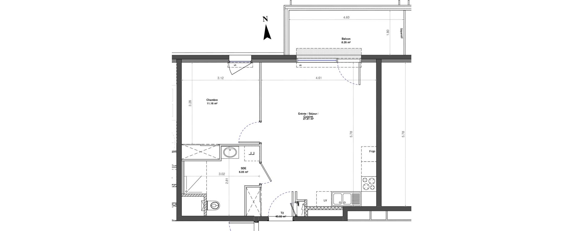 Appartement T2 de 45,02 m2 &agrave; Fontaine-L&egrave;s-Dijon Zone d activit&eacute;s