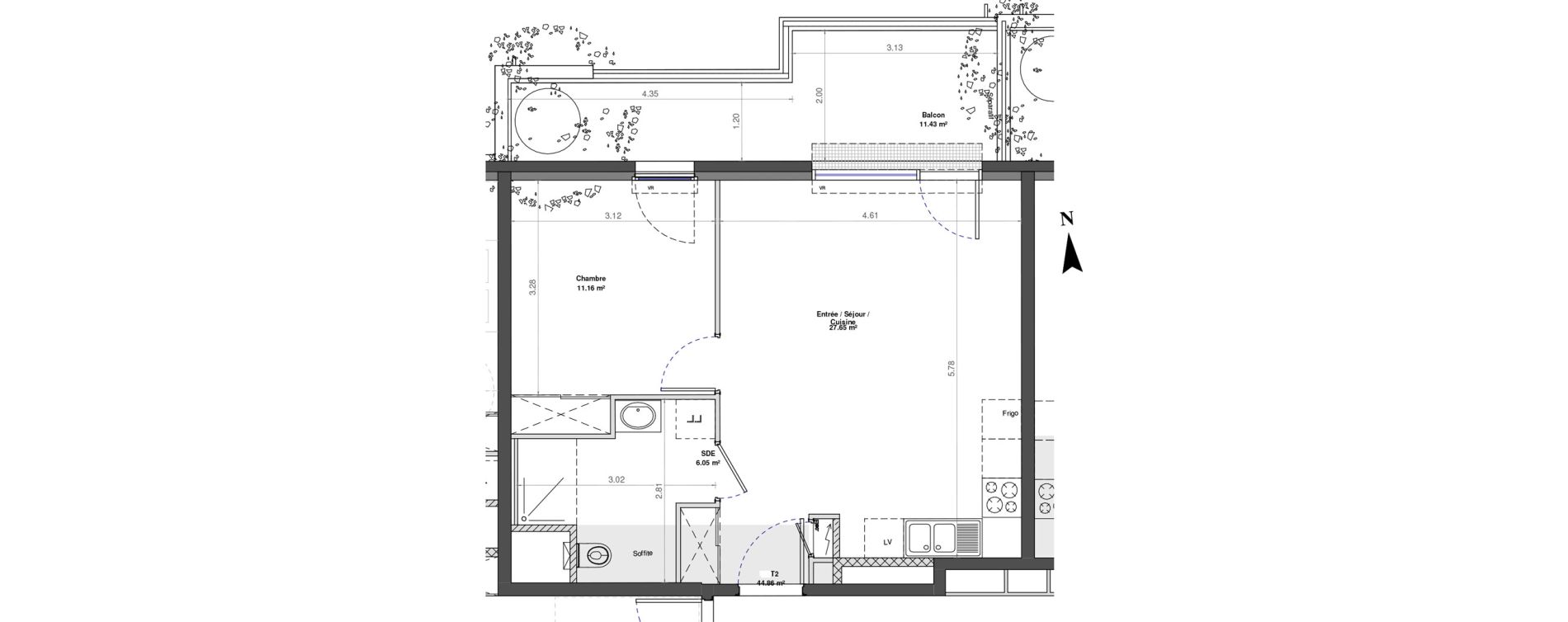 Appartement T2 de 44,86 m2 &agrave; Fontaine-L&egrave;s-Dijon Zone d activit&eacute;s