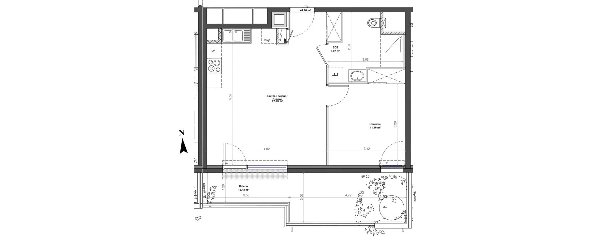 Appartement T2 de 44,96 m2 &agrave; Fontaine-L&egrave;s-Dijon Zone d activit&eacute;s