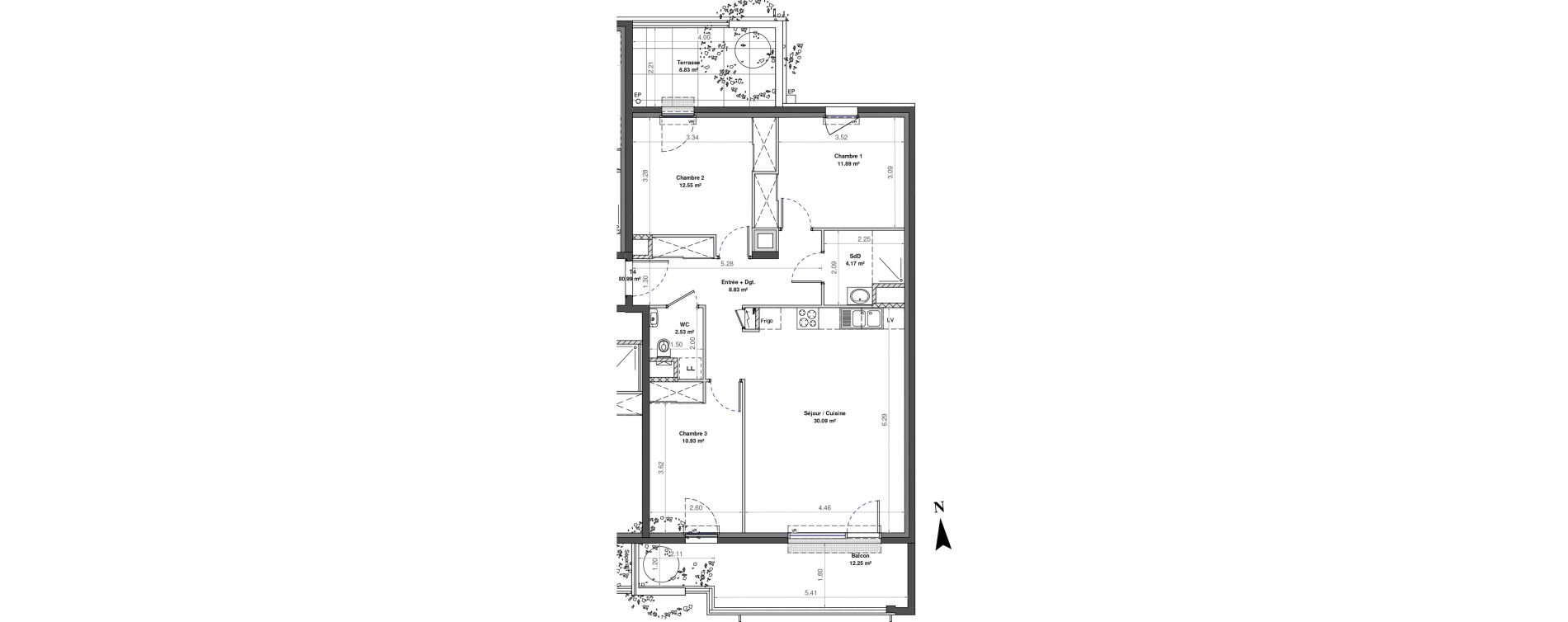 Appartement T4 de 80,99 m2 &agrave; Fontaine-L&egrave;s-Dijon Zone d activit&eacute;s