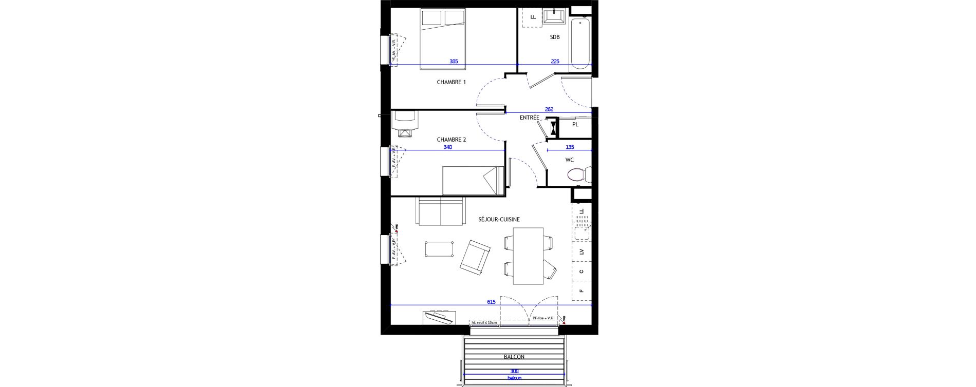 Appartement T3 de 57,90 m2 &agrave; Longvic Centre