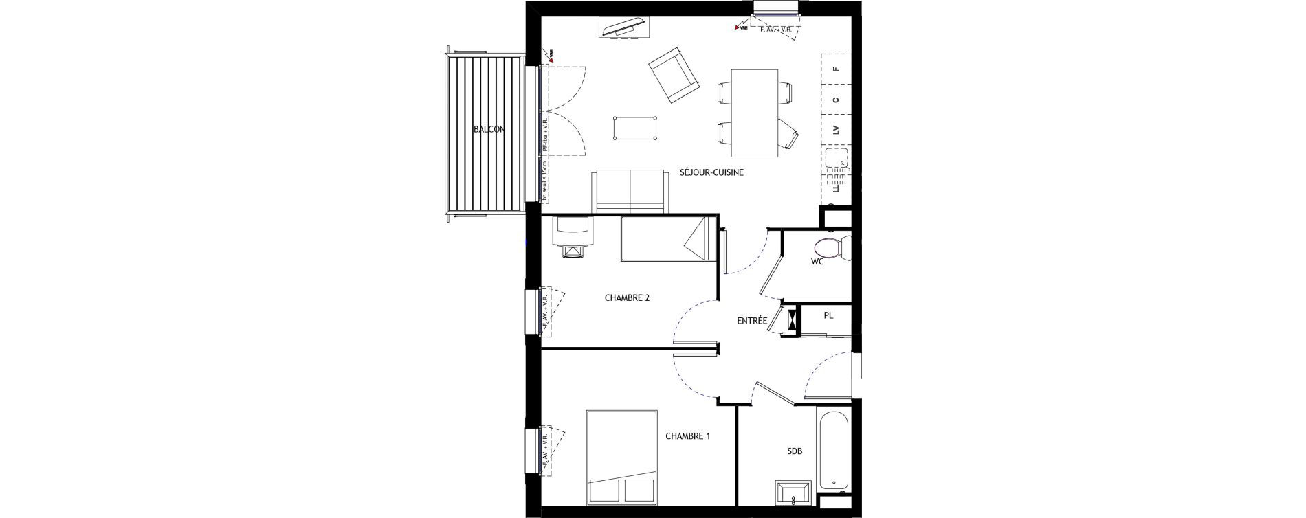 Appartement T3 de 57,90 m2 &agrave; Longvic Centre