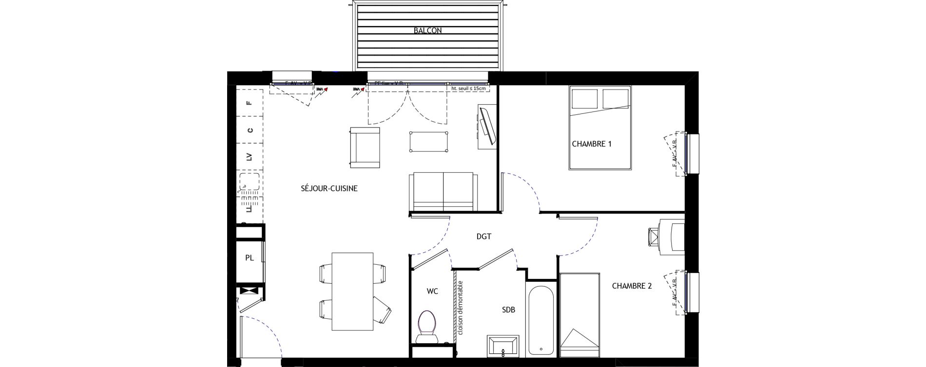 Appartement T3 de 59,30 m2 &agrave; Longvic Centre