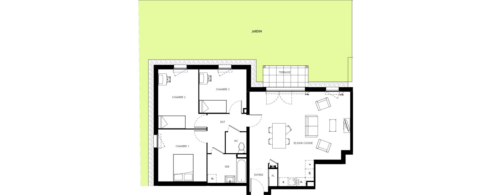 Appartement T4 de 87,70 m2 &agrave; Longvic Centre