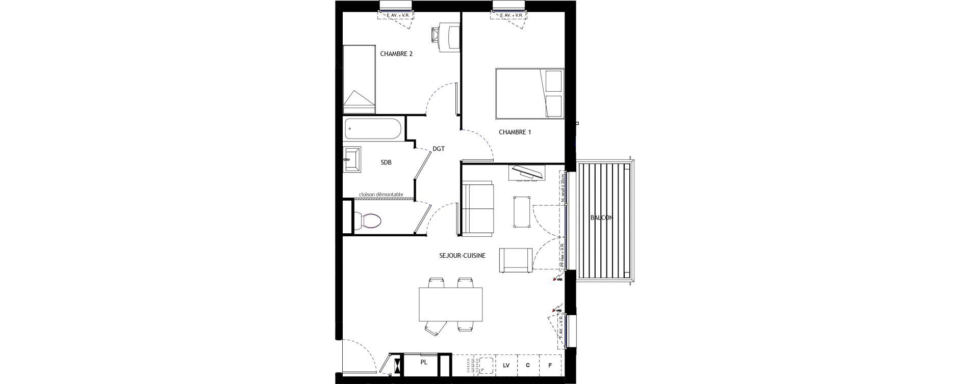 Appartement T3 de 59,30 m2 &agrave; Longvic Centre